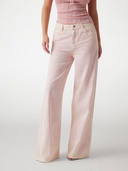 Guess - Women Bellflower Candy Twill Low Key Pink Solid Regular Fit Denim Jeans