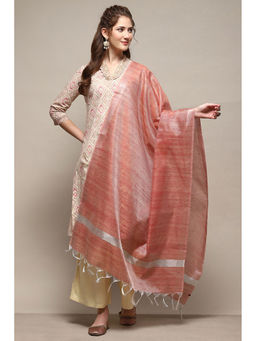 Biba - Pink Polyester Yarn Dyed Dupatta