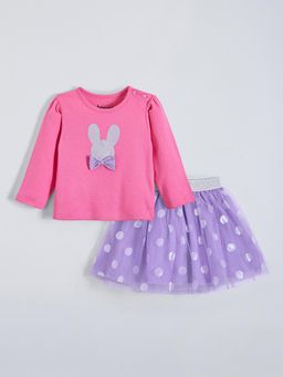 Hopscotch - Pink Polka Dots T-shirt and Skirt