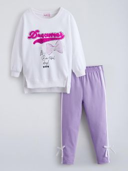 Hopscotch - White Typography T-shirt and Pant