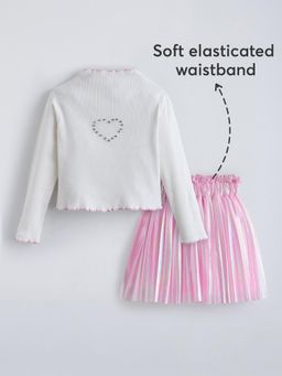 Hopscotch - White Textured Top and Skirt