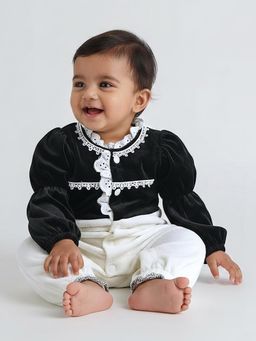 Hopscotch - Black Textured Romper