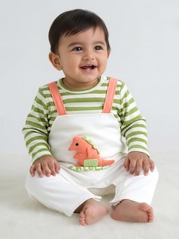 Hopscotch - Green Stripes Romper