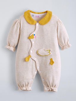 Hopscotch - Beige Solid Romper