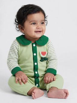 Hopscotch - Green Stripes Romper