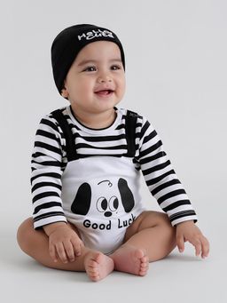 Hopscotch - White Stripes Onesie and Cap