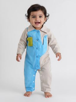 Hopscotch - Beige Colorblock Romper