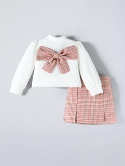 Hopscotch - Peach Checks Top and Skirt