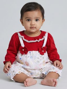 Hopscotch - Red Floral Romper