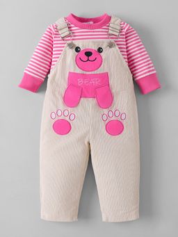 Hopscotch - Pink Stripes T-shirt and Dungaree