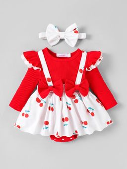 Hopscotch - Red Printed Onesie and Headband