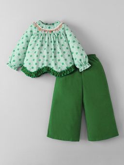Hopscotch - Green Polka Dots Top and Pant