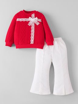 Hopscotch - Red Textured Top and Pant