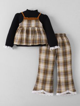 Hopscotch - Brown Checks Top and Pant