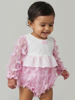 Hopscotch - Pink Self Design Onesie