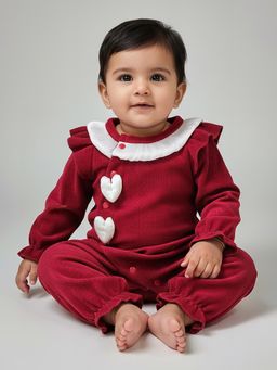 Hopscotch - Red Textured Romper