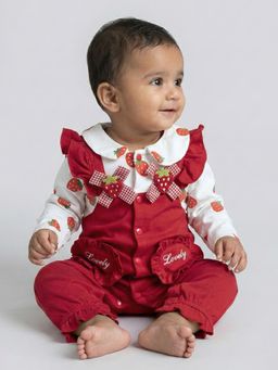 Hopscotch - Red Embellished Romper