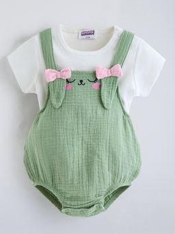 Hopscotch - Green Textured Onesie and T-Shirt