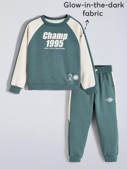 Hopscotch - Blue Typography Sweatshirt and Joggers