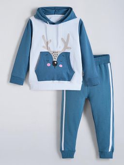Hopscotch - Blue Printed Hoodie and Joggers