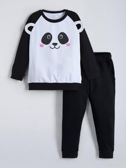 Hopscotch - Black Printed Sweatshirt and Joggers