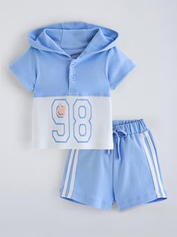 Hopscotch - Blue Colorblock T-shirt and Shorts
