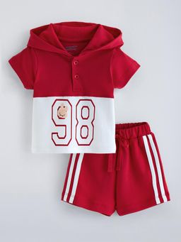 Hopscotch - Red Colorblock T-shirt and Shorts