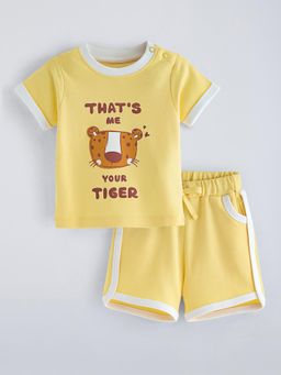 Hopscotch - Yellow Printed T-shirt and Shorts