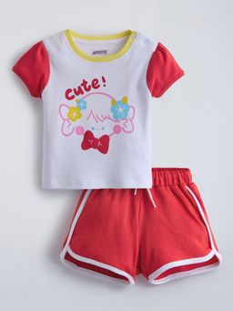 Hopscotch - White Colorblock T-shirt and Shorts