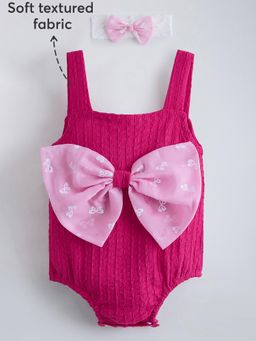 Hopscotch - Pink Textured Onesie and Headband