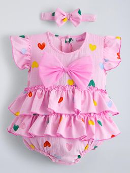 Hopscotch - Pink Printed Onesie and Headband