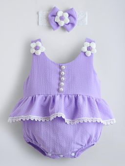 Hopscotch - Purple Textured Onesie and Headband