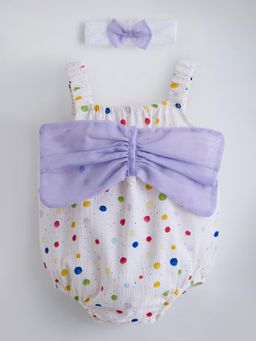 Hopscotch - White Polka Dots Onesie and Headband