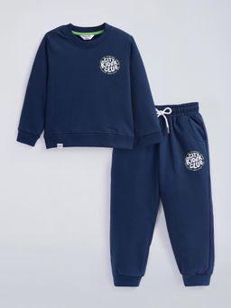 Hopscotch - Navy Blue Typography Sweatshirt and Joggers