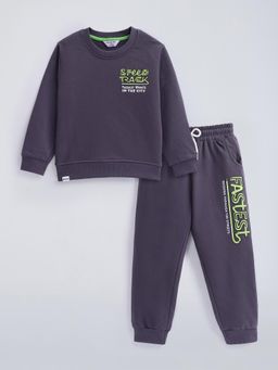 Hopscotch - Grey Typography Sweatshirt and Joggers
