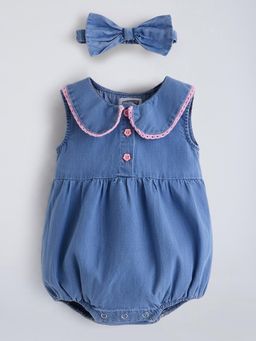Hopscotch - Blue Solid Onesie and Headband