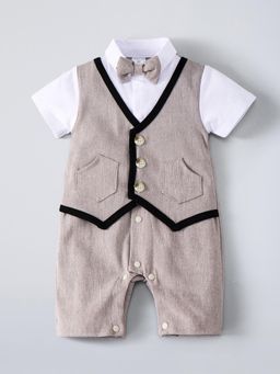Hopscotch - Beige Solid Romper