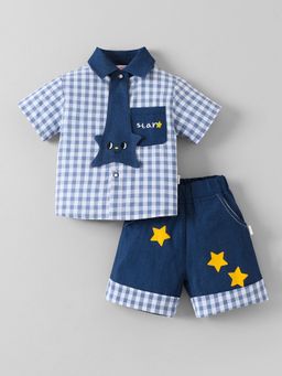 Hopscotch - Blue Checks Shirt and Shorts