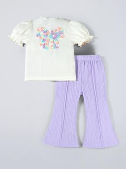 Hopscotch - White Textured Top and Pant