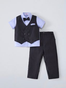 Hopscotch - Black Stripes shirt with Waistcoat and Pant