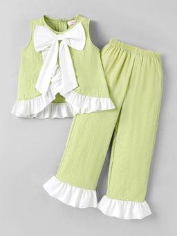 Hopscotch - Green Textured Top and Pant