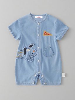 Hopscotch - Blue Solid Romper