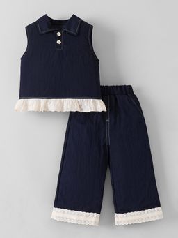 Hopscotch - Navy Blue Solid Top and Pant