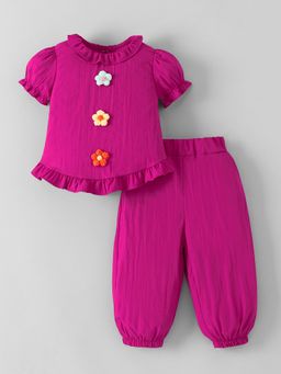 Hopscotch - Pink Textured Top and Pant