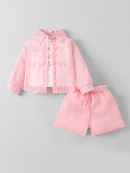 Hopscotch - Pink Stripes shirt with T-shirt with Shorts
