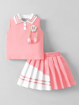Hopscotch - Peach Stripes Top and Skirt