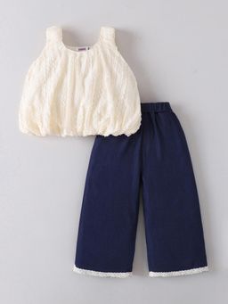 Hopscotch - Beige Self Design Top and Pant