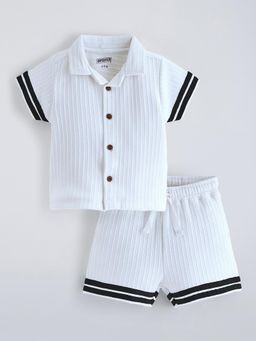 Hopscotch - White Solid Shirt and Shorts