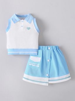 Hopscotch - Blue Colorblock Top and Skirt