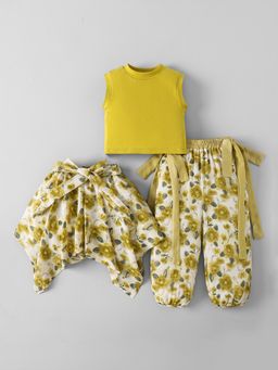 Hopscotch - Yellow Floral Top with Skorts and Joggers